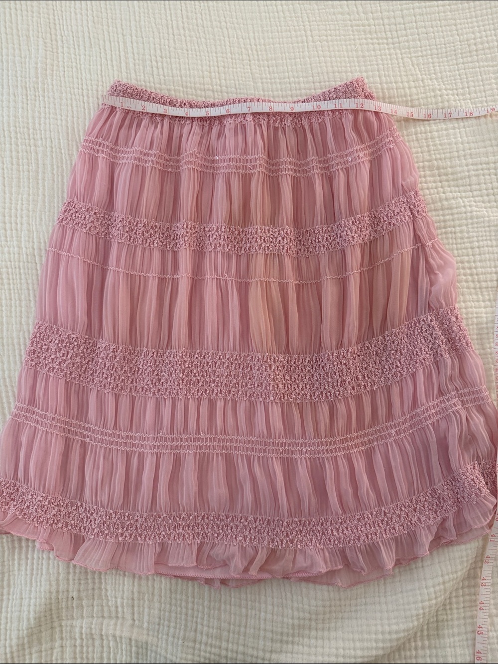 Pink Tiered Chiffon Skirt-Midi
